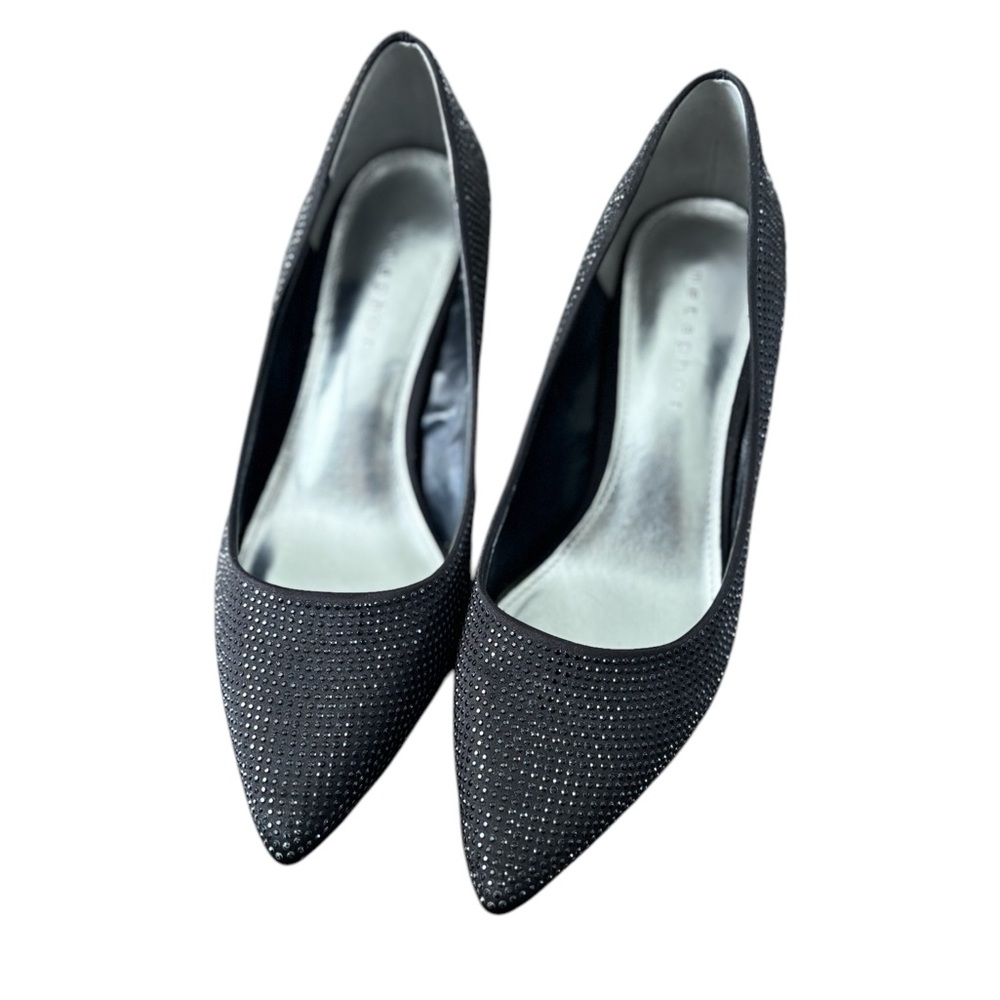 Metaphor Marilyn Black Rhinestone Pointed Toe Pumps Women’s Size 8 Evening Heels
